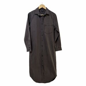 Quince Distressed Denim Button Down Maxi Shirt Dress Size S Washed Black Capsule